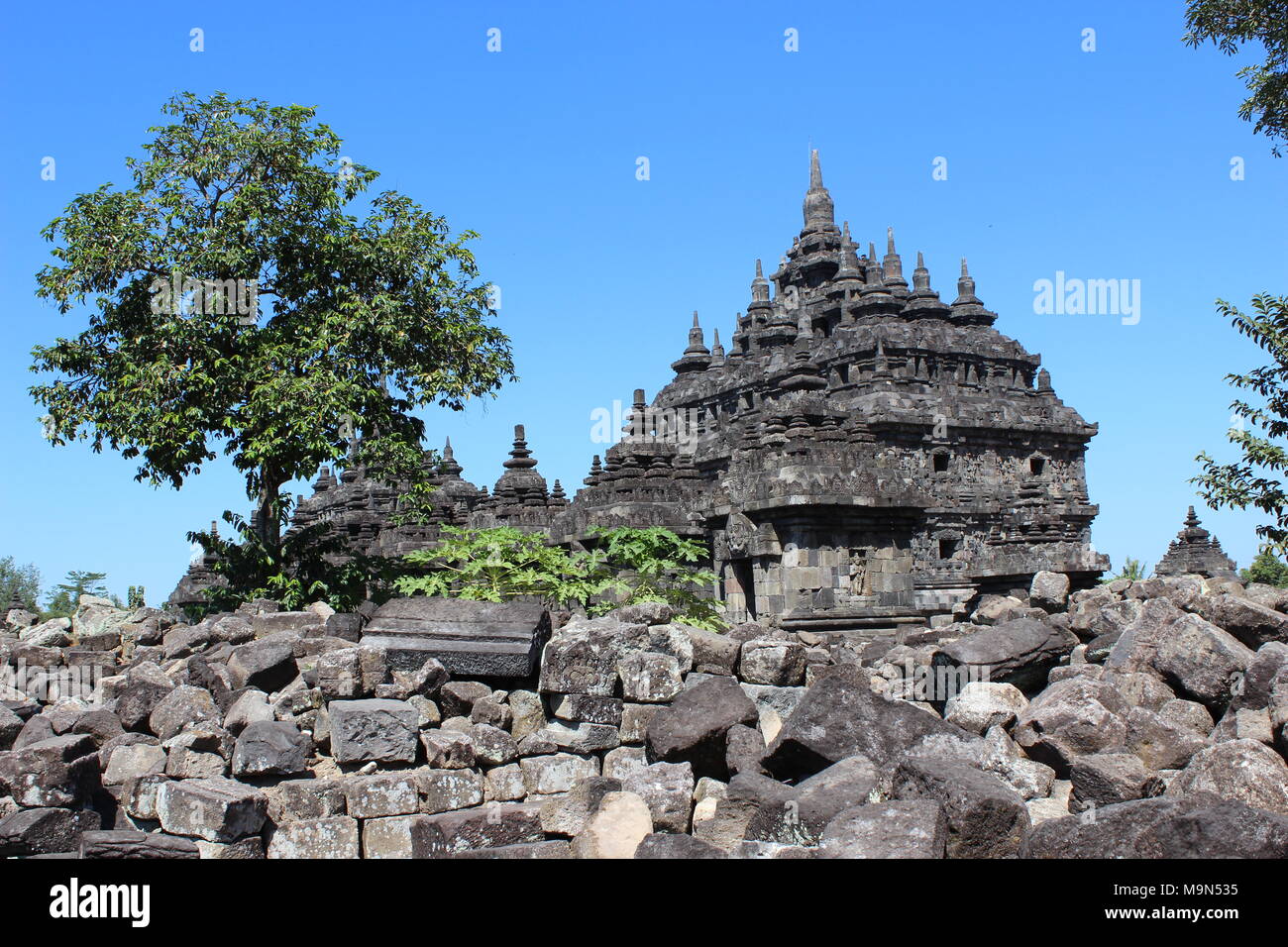 Le paysage de la zone du Temple de la Plaosan, l'un des temples hindous-bouddhistes d'Indonésie, est situé dans le district de Klaten, province de Java centrale Banque D'Images
