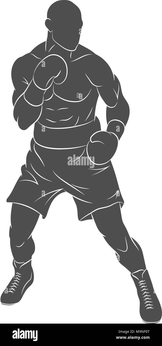 Boxer Homme pratiquant de combat, Illustration de Vecteur