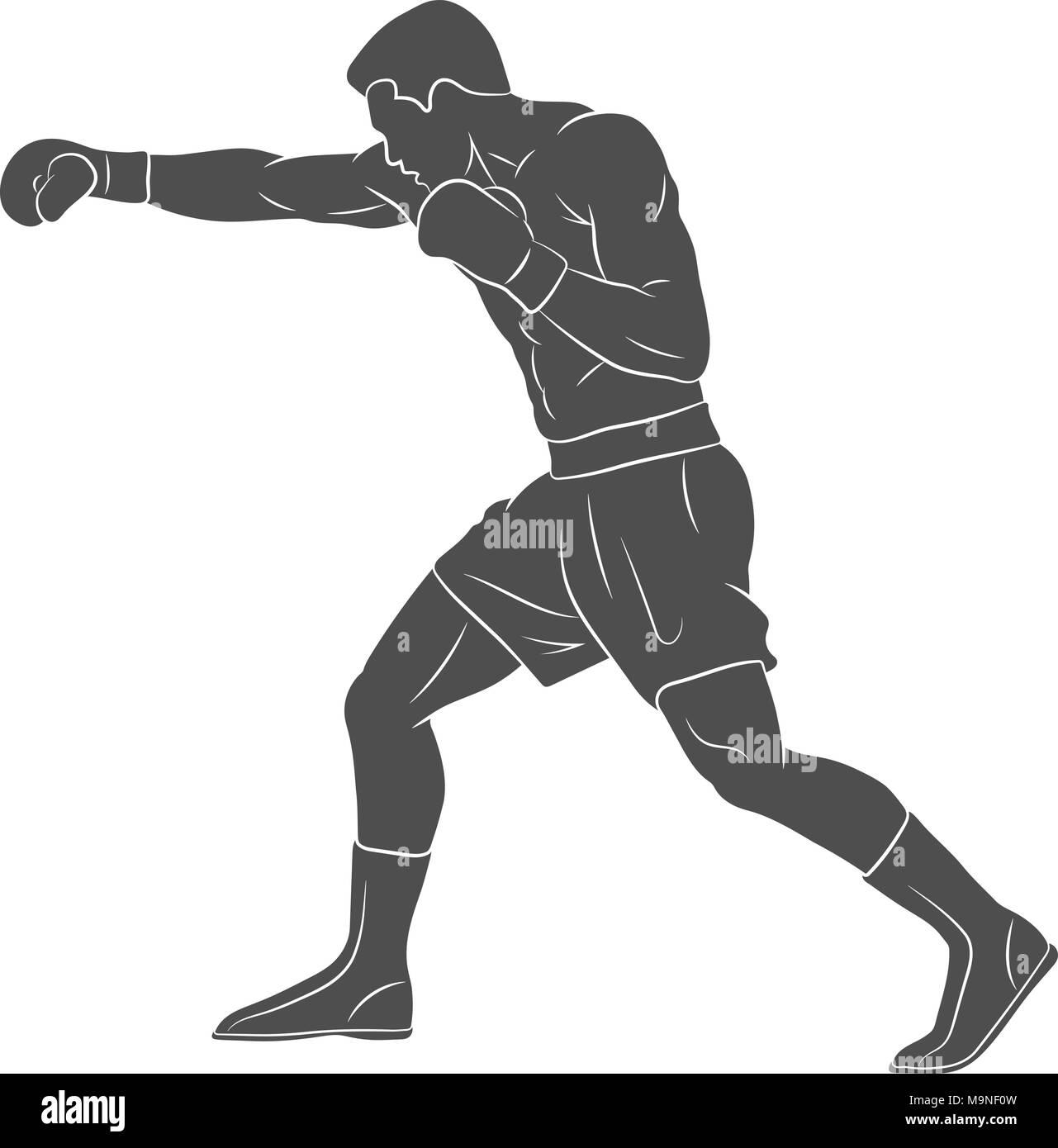 Boxer Homme pratiquant de combat, Illustration de Vecteur