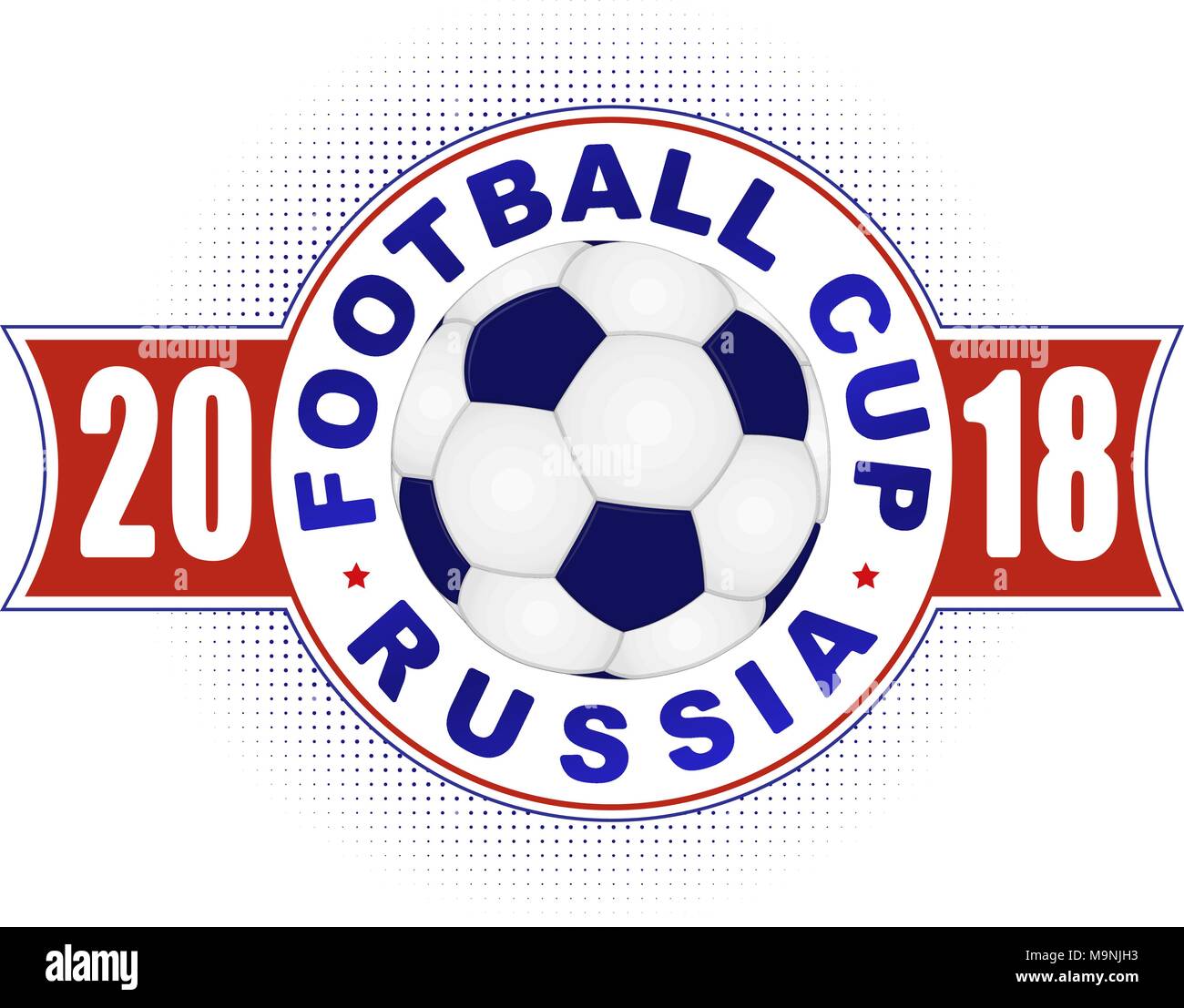 Championnat de Football 2018 design en couleurs de drapeau national de la Russie. Vector illustration avec ballon de soccer. Illustration de Vecteur
