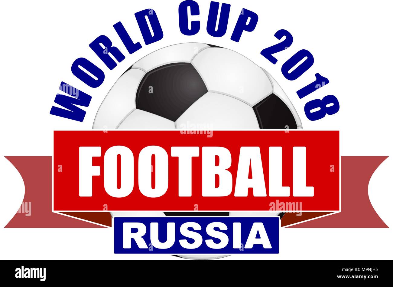 Championnat de Football 2018 design en couleurs de drapeau national de la Russie. Vector illustration avec ballon de soccer. Illustration de Vecteur