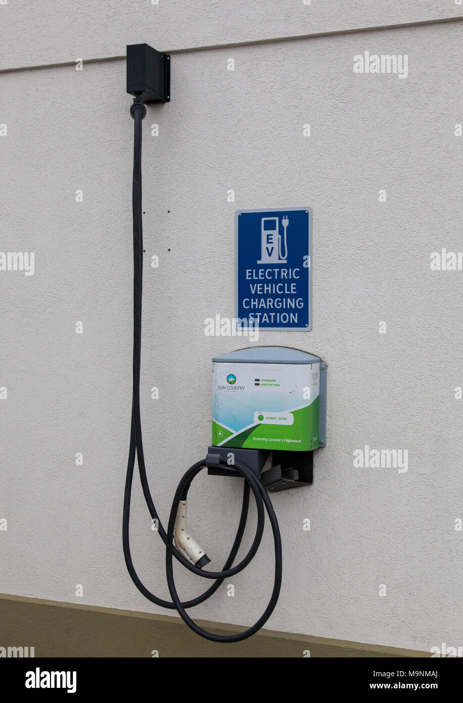 La station de recharge de véhicules électriques Kelowna BC Canada Banque D'Images