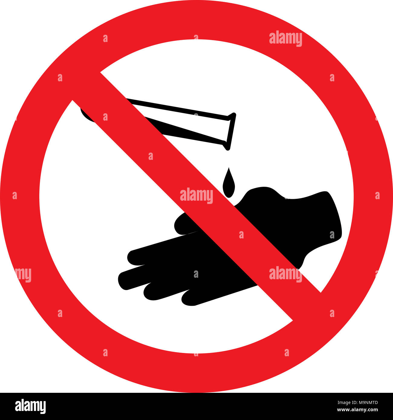 Pas de substances corrosives admis sign Banque D'Images