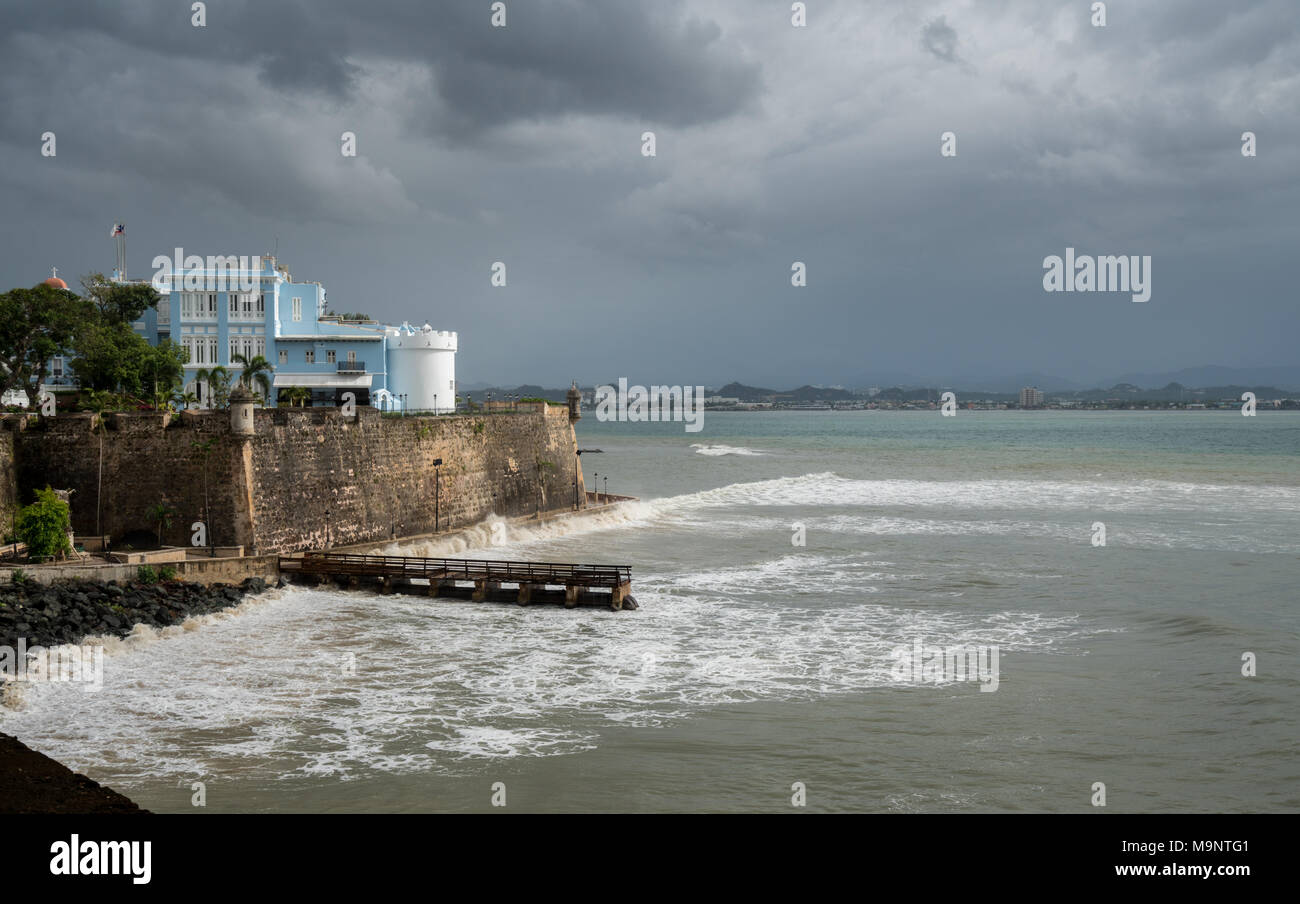 La Fortaleza château et les murs avec une mer à San Juan Puerto Rico Banque D'Images