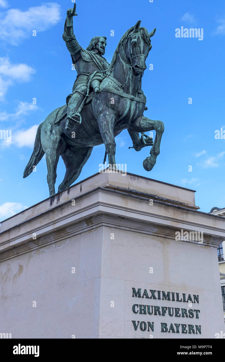 Statue équestre de Maximilien Ier, électeur de Bavière, 1573-1651, Munich, Bavière, Allemagne Banque D'Images