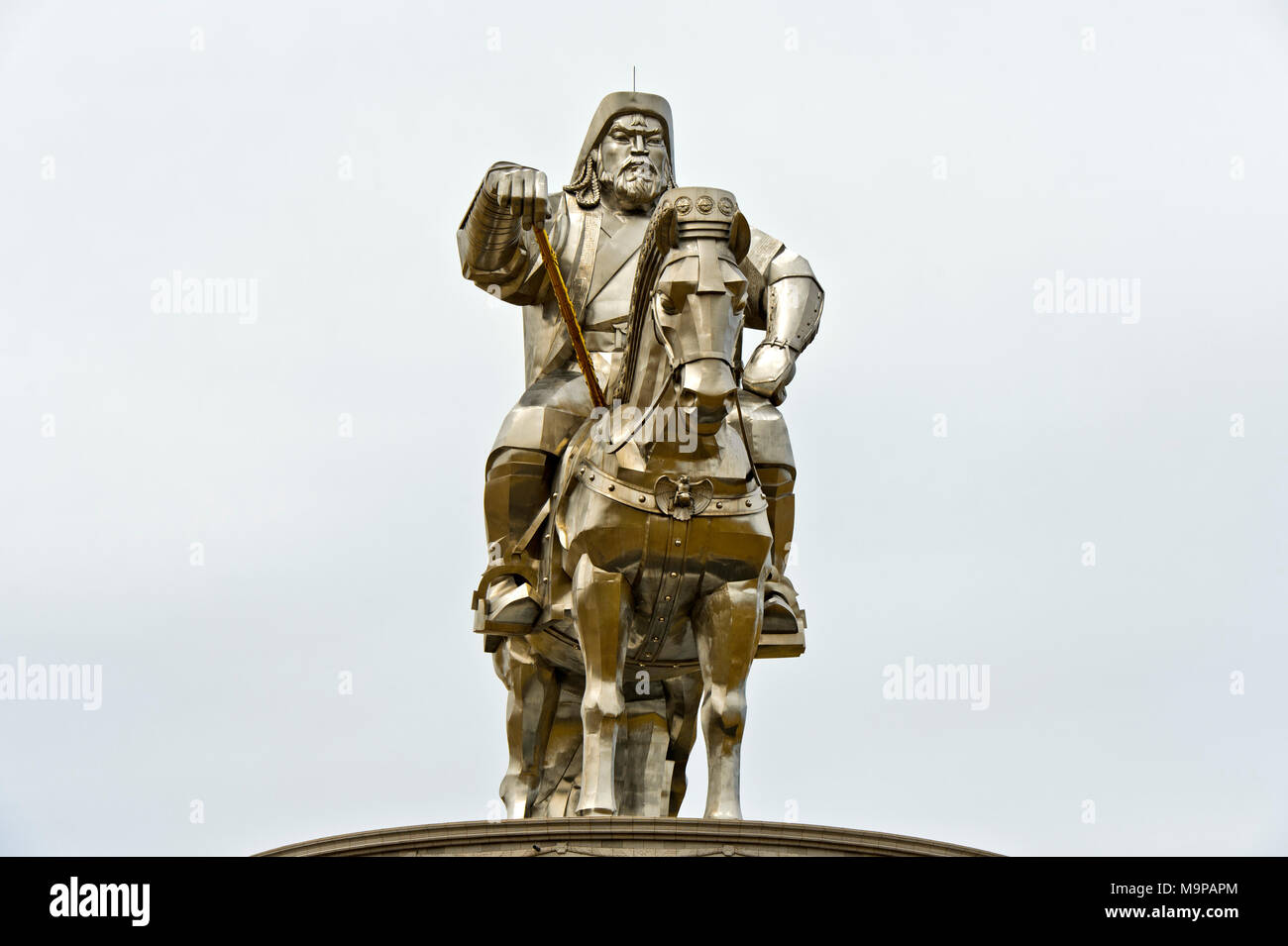 Gengis Khan statue équestre, Gengis Khan parc à thème, Chinggis Khaan, Tsonjin Boldog complexes statue, Mongolie Banque D'Images
