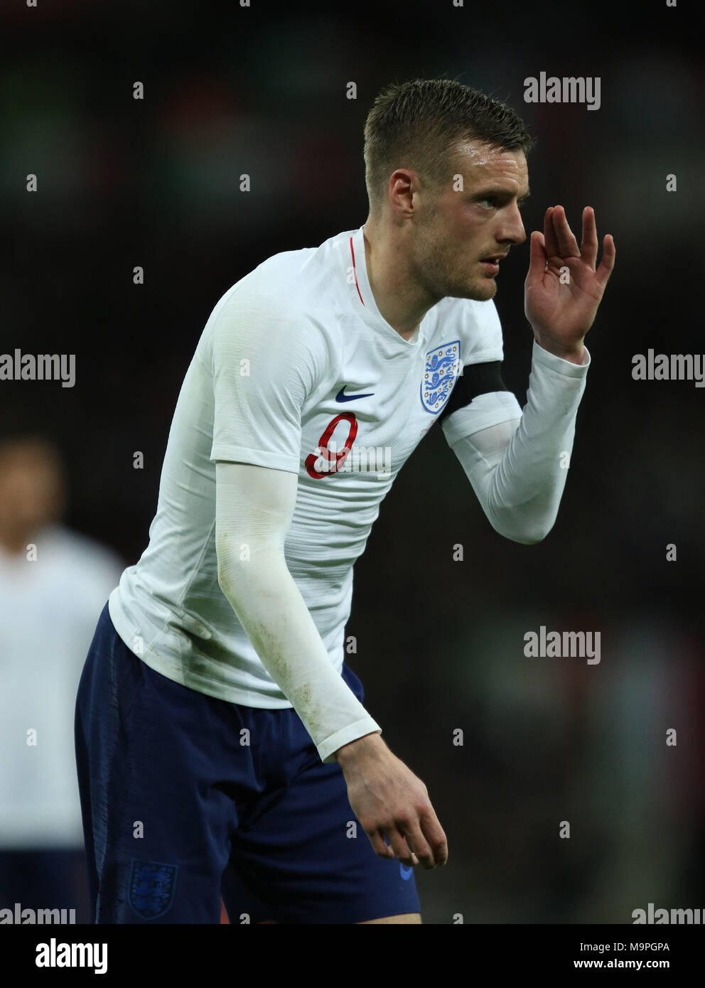 Londres, Royaume-Uni. 27 mars, 2018. Jamie Vardy (E) à l'Angleterre v Italie International Friendly match de football, au stade de Wembley, Londres, le 27 mars 2018. **Cette photo est pour un usage éditorial uniquement** Crédit : Paul Marriott/Alamy Live News Banque D'Images