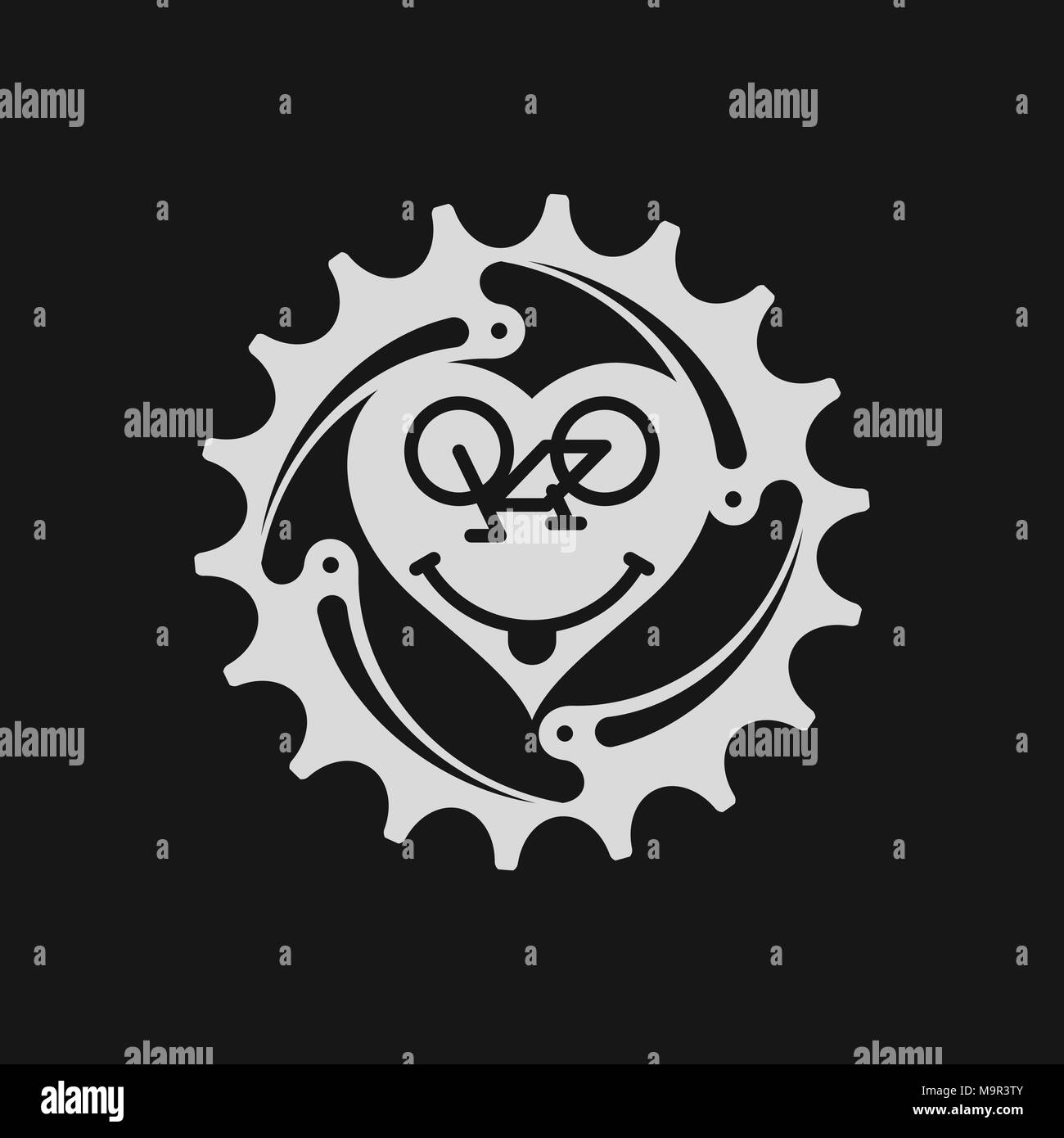 Anneau de chaîne de vélo. Location icônes emoji. Sourire de vélo, émoticônes ou visage souriant. J'aime le vélo sur le toit. Vector Illustration Illustration de Vecteur