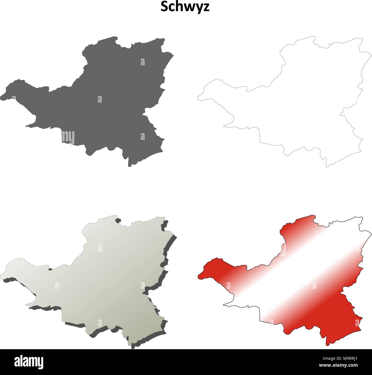 Schwyz blank aperçu détaillé de l'ensemble de cartes Illustration de Vecteur