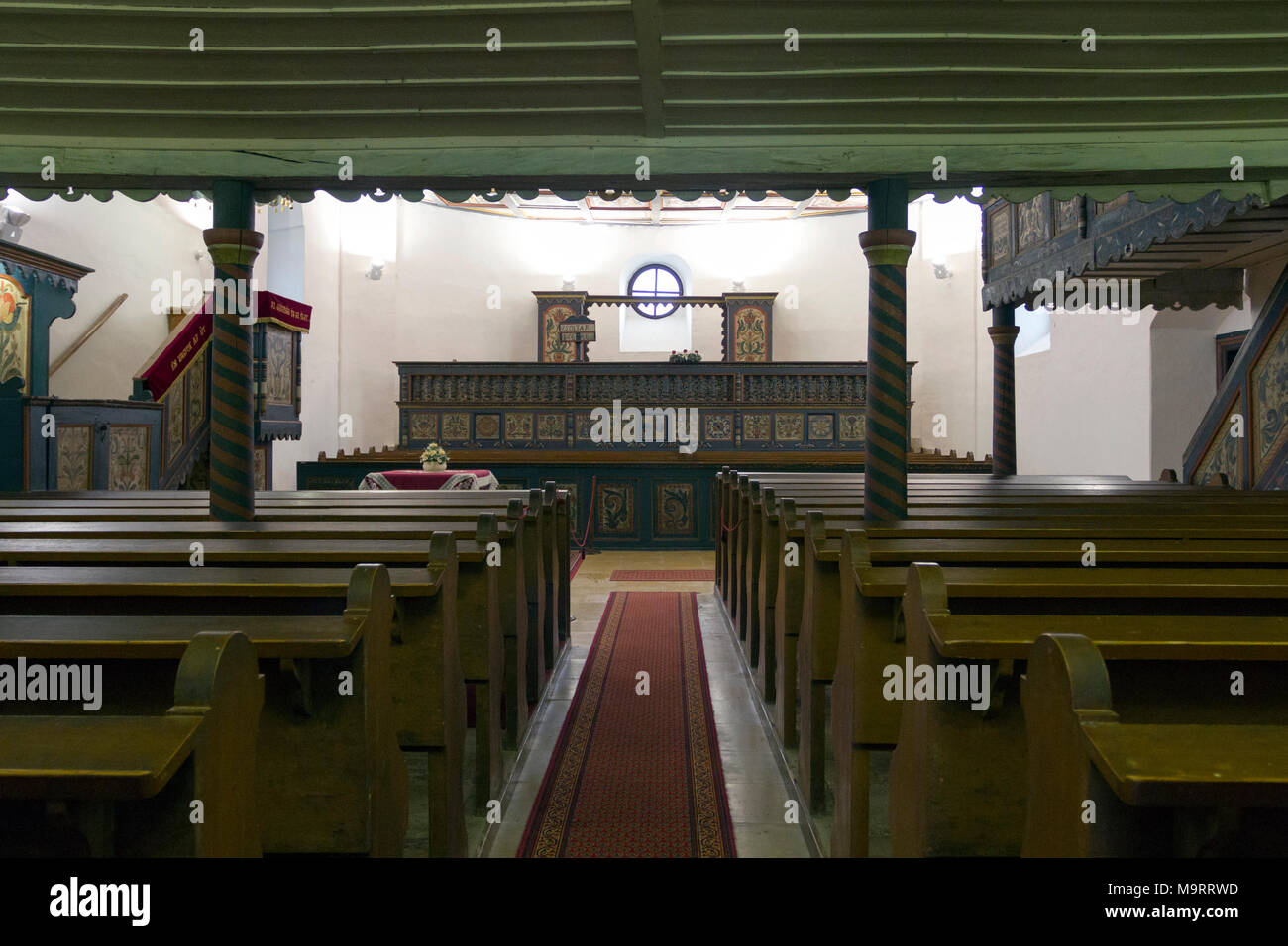 Plafond cassette dans une Église calviniste en Szenna, la Hongrie. Banque D'Images