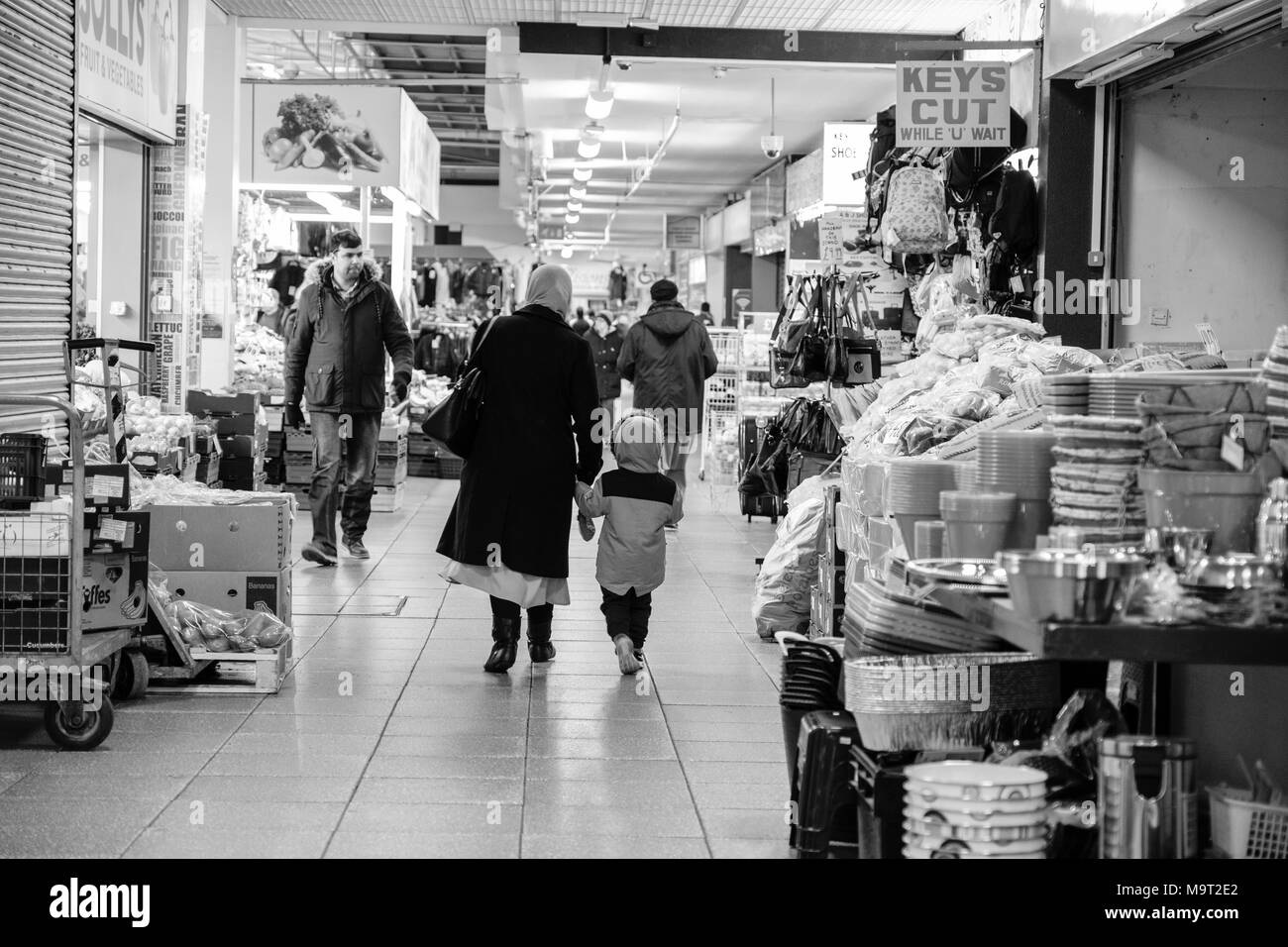 La rue John Oastler Market à Bradford, West Yorkshire, Royaume-Uni Banque D'Images