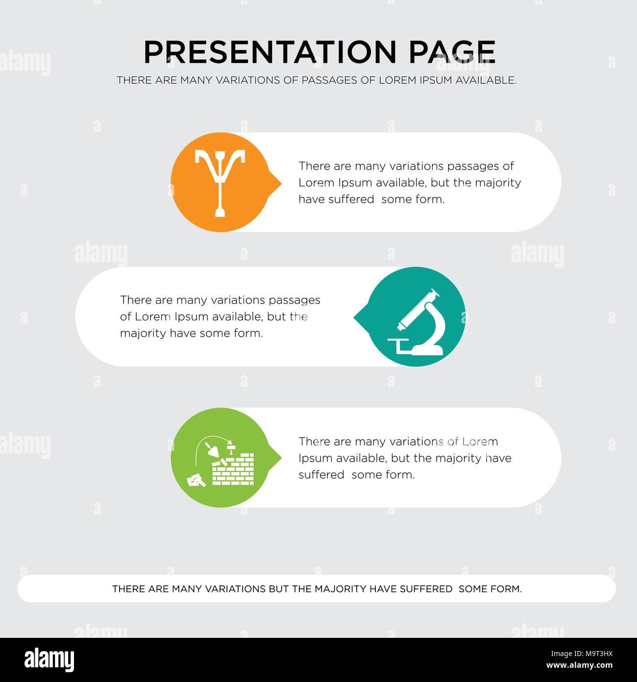 La reconstruction, pathologie, psi présentation conception modèle dans l'orange, vert, jaune les couleurs avec des formes arrondies et horizontale Illustration de Vecteur