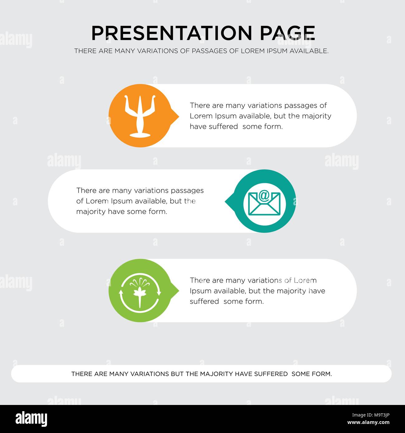 L'air frais, e-mail, psi présentation conception modèle dans l'orange, vert, jaune les couleurs avec des formes arrondies et horizontale Illustration de Vecteur