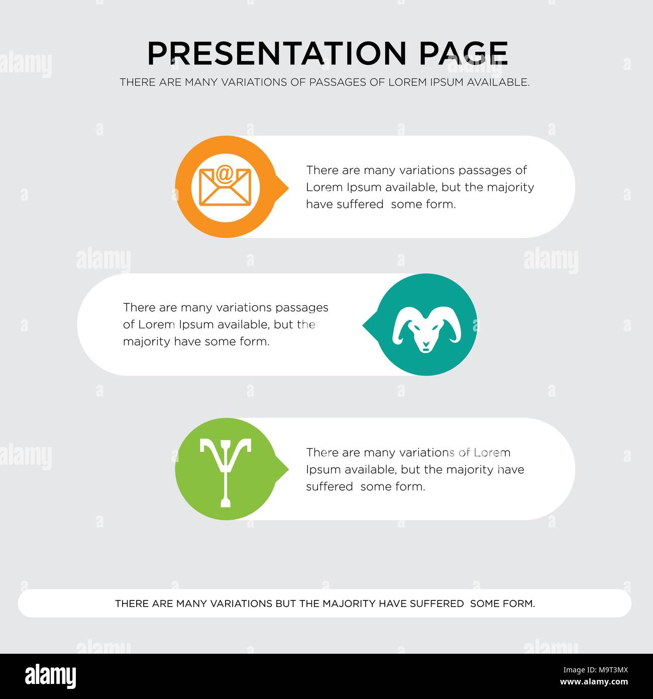 Psi, ram, modèle de conception de présentation électronique en orange, vert, jaune les couleurs avec des formes arrondies et horizontale Illustration de Vecteur