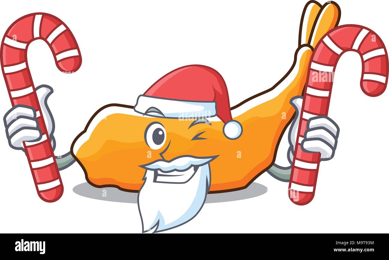 Santa avec tempura candy mascot cartoon style Illustration de Vecteur
