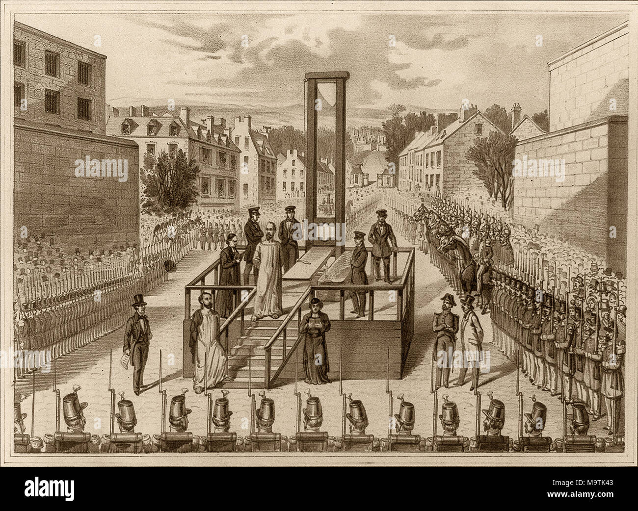 Felice Orsini guillotiné avec Pieri dans Paris, le 13 mars 1858. Banque D'Images