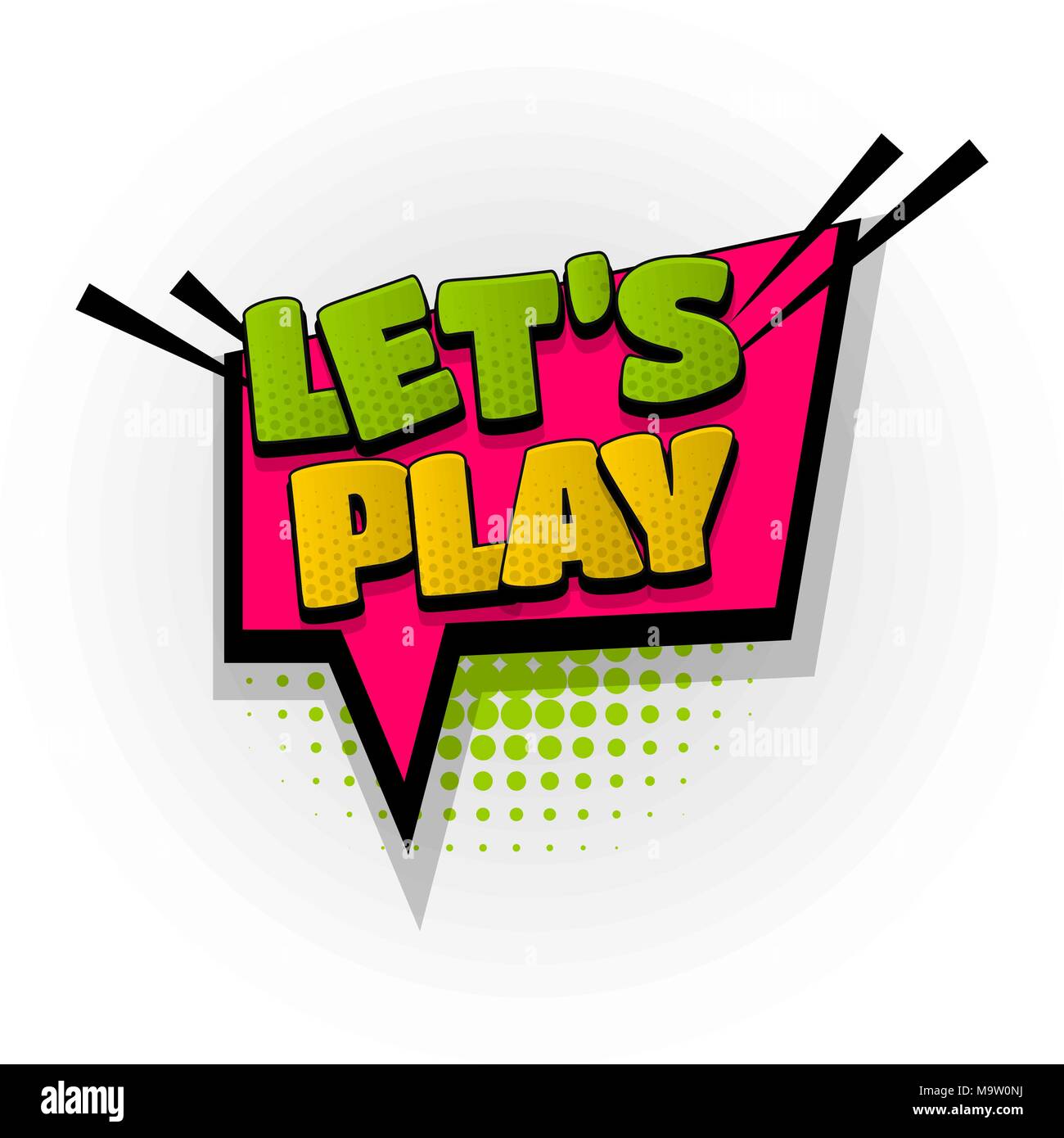 Let's play jeu gamer comic book text pop art Illustration de Vecteur