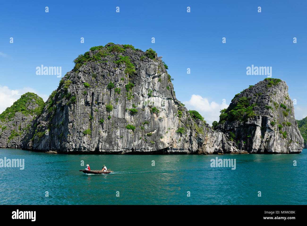 Vietnam - Rock Island dans la baie d'Halong Parc National (UNESCO). La plus belle et la plus célèbre destination touristique du Vietnam Banque D'Images