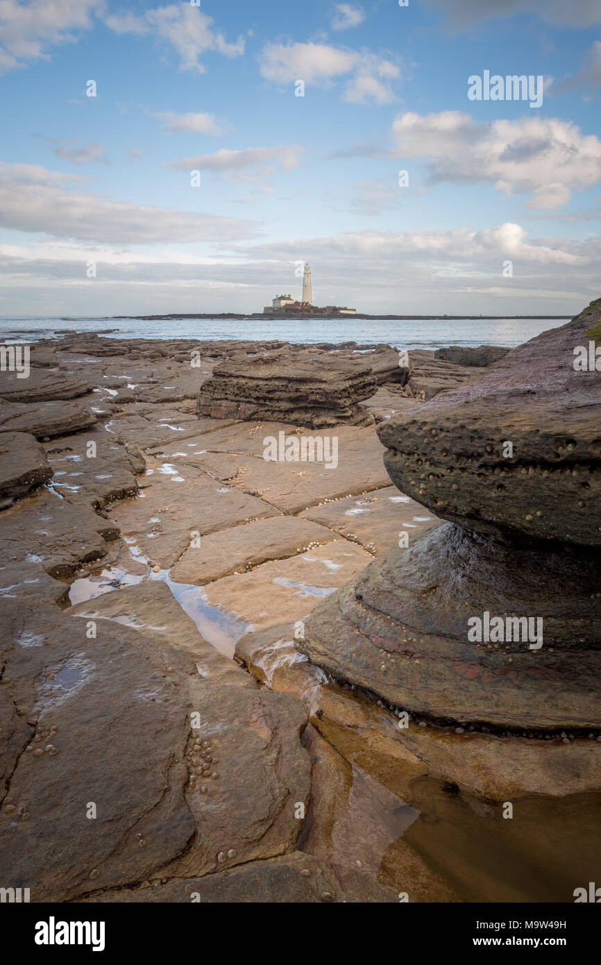 St Mary's Lighthouse, Whitley Bay, Aquitaine, FR, UK, Europe. Banque D'Images