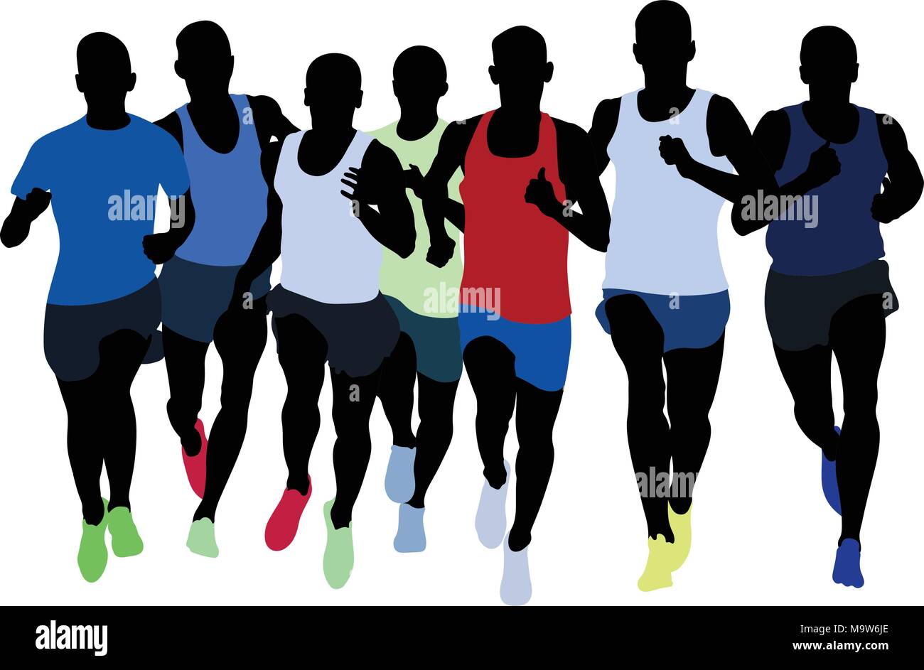 Les athlètes du groupe de coureurs course de moyenne distance Illustration de Vecteur