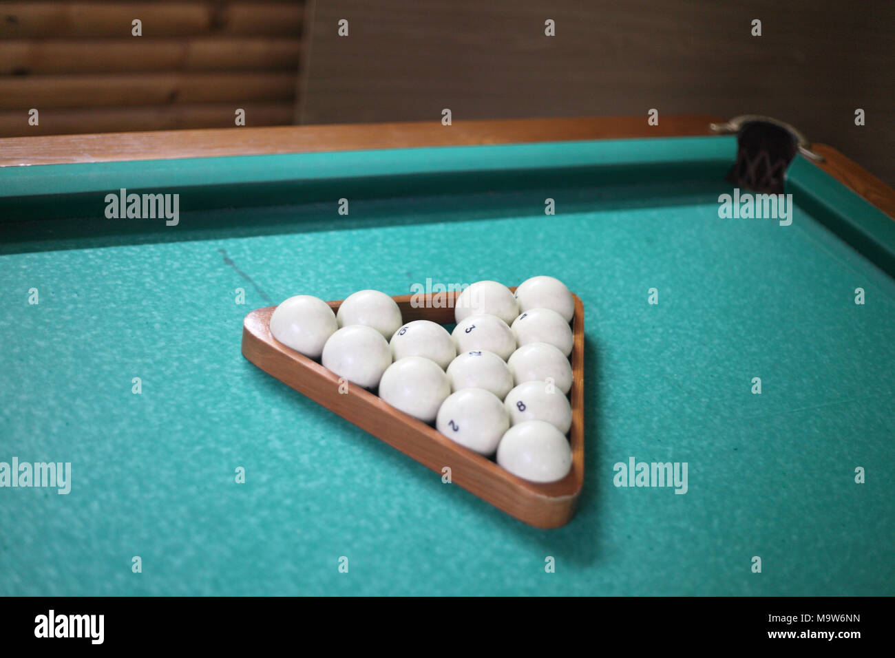 Sur une table de billard Boules Banque D'Images