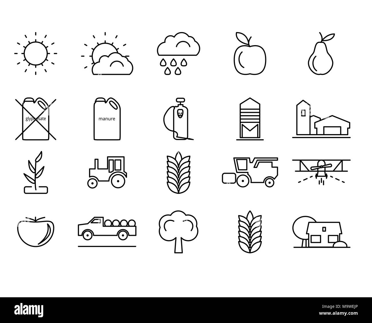Vector icons set farm line pour votre conception, des herbicides. Illustration de Vecteur