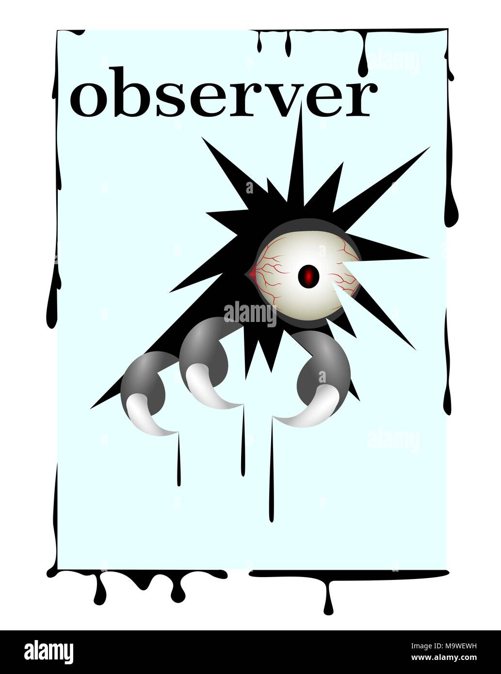 T-shirt design, illustration d'observateur des monstres Illustration de Vecteur