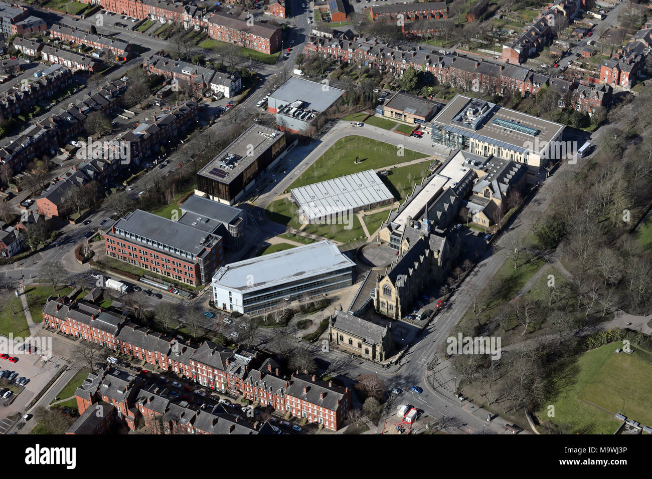 Vue aérienne Leeds University Business School & Innovation Centre de Leeds, West Yorkshire, Royaume-Uni Banque D'Images
