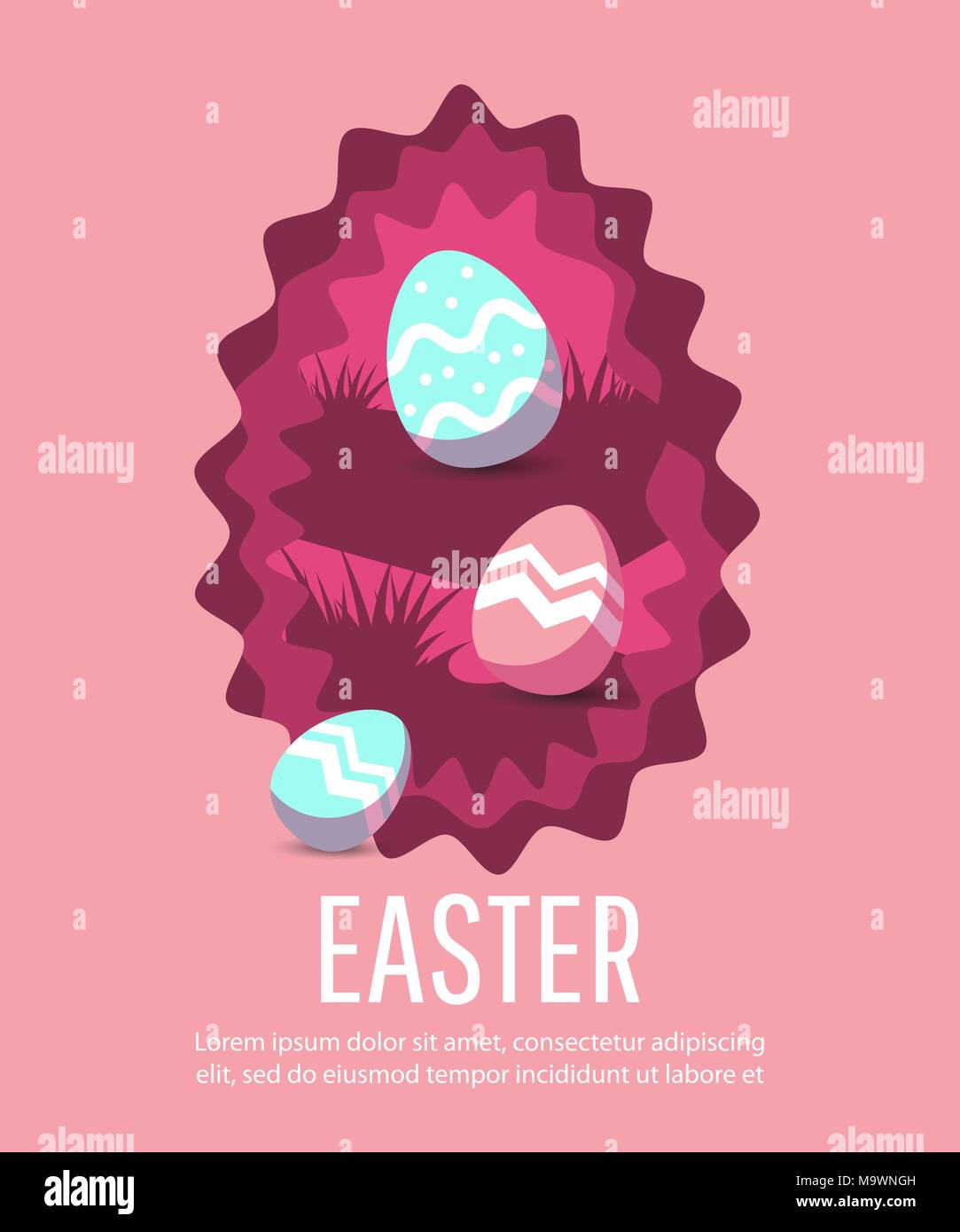 Composition de l'arrière-plan modèle de bannière Vente de Pâques avec de belles fleurs de printemps coloré et lapin . Vector illustration. Illustration de Vecteur