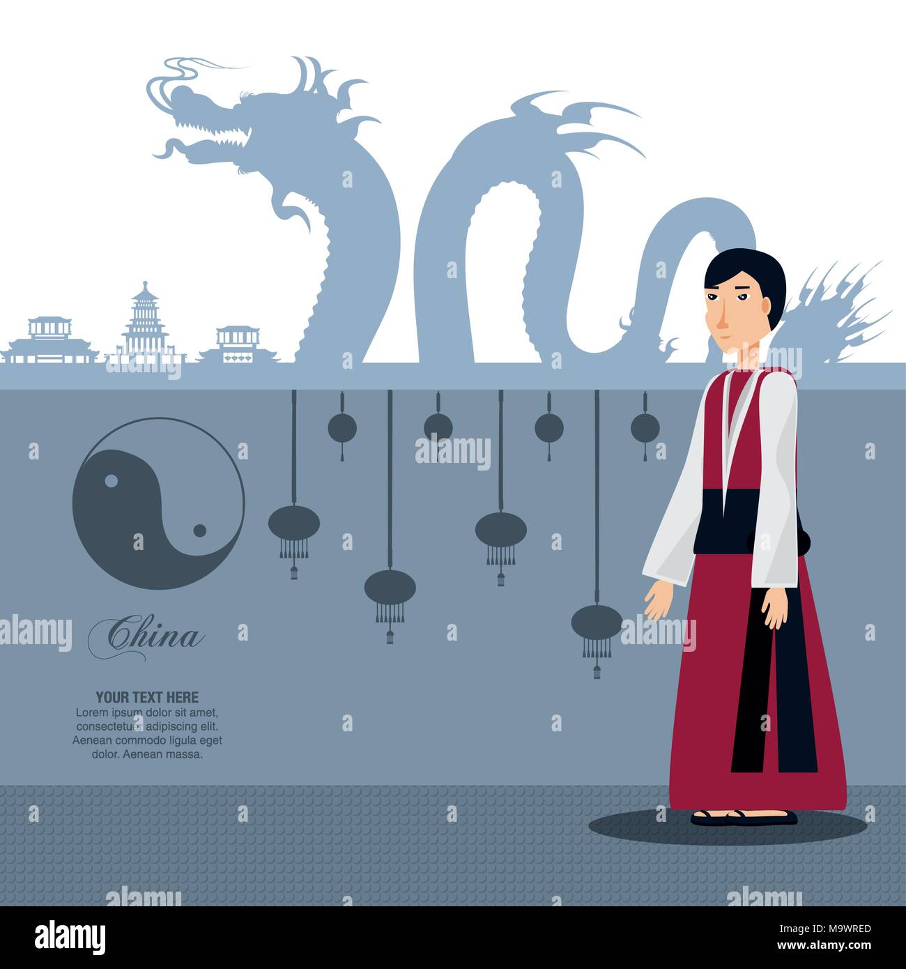 La culture chinoise homme vecteur illustration design de caractère Illustration de Vecteur