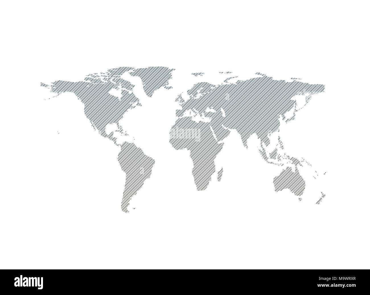 Carte du monde de lignes isolé sur fond blanc Banque D'Images