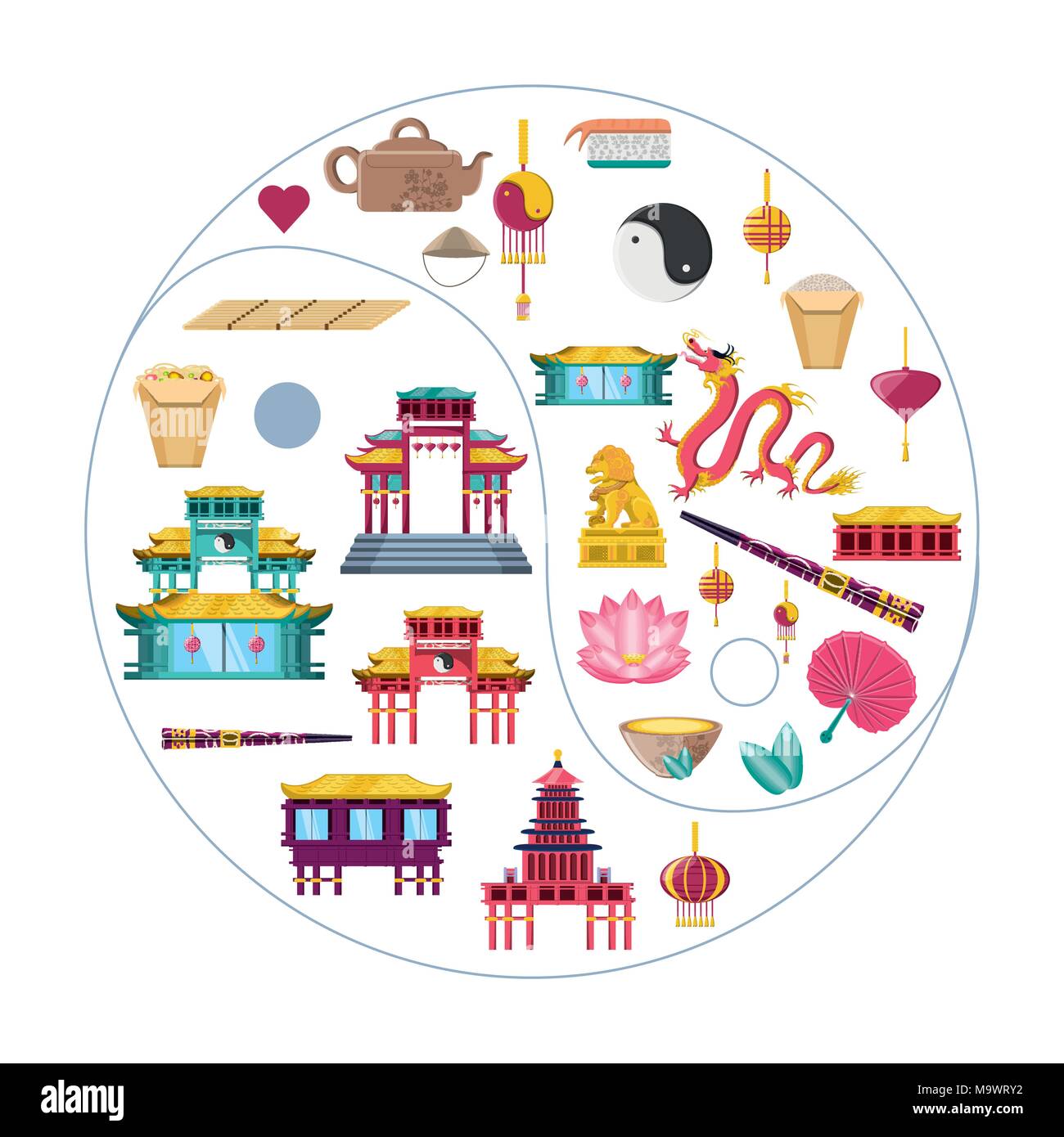 La culture chinoise set icons vector illustration design Illustration de Vecteur