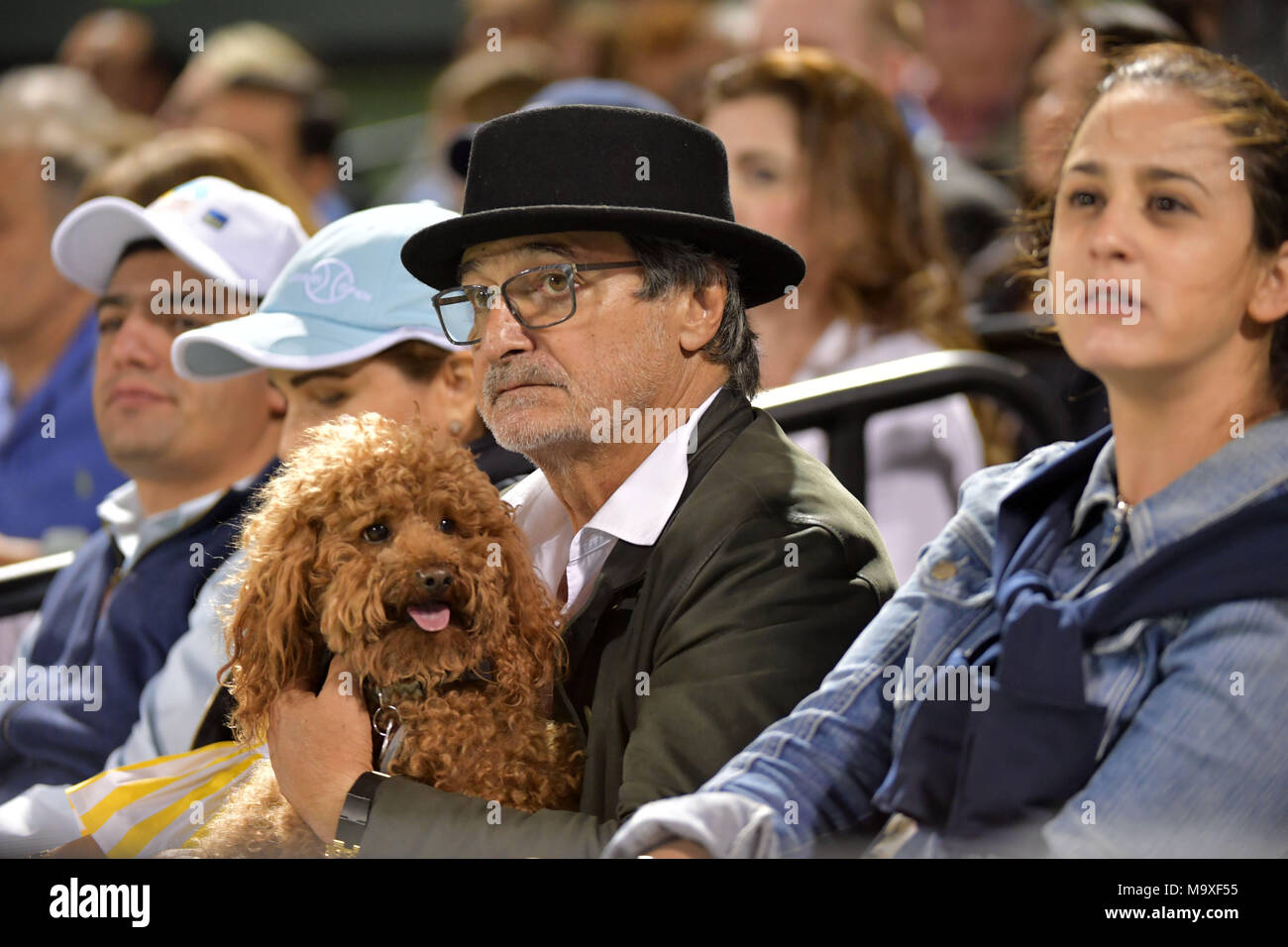 Key Biscayne, Floride, USA. Mar 28, 2018. Juan Martin Del Potro bat l'Argentine de Milos Raonic du Canada 5-7 7-6 7-6 lors du match de finale au jour 10 de l'Open de Miami présenté par Itau à Crandon Park Tennis Center le 28 mars 2018 à Key Biscayne, Floride Personnes : Atmosphère Crédit : Hoo Punch/Me.Com/Media Alamy Live News Banque D'Images