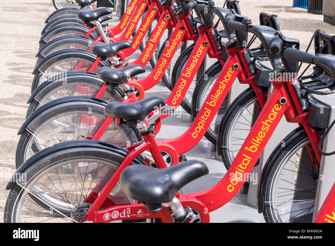 WASHINGTON, DC - Mars 14, 2018 : Bicyclettes la queue à un Capital Bikeshare Station à Washington, DC Banque D'Images