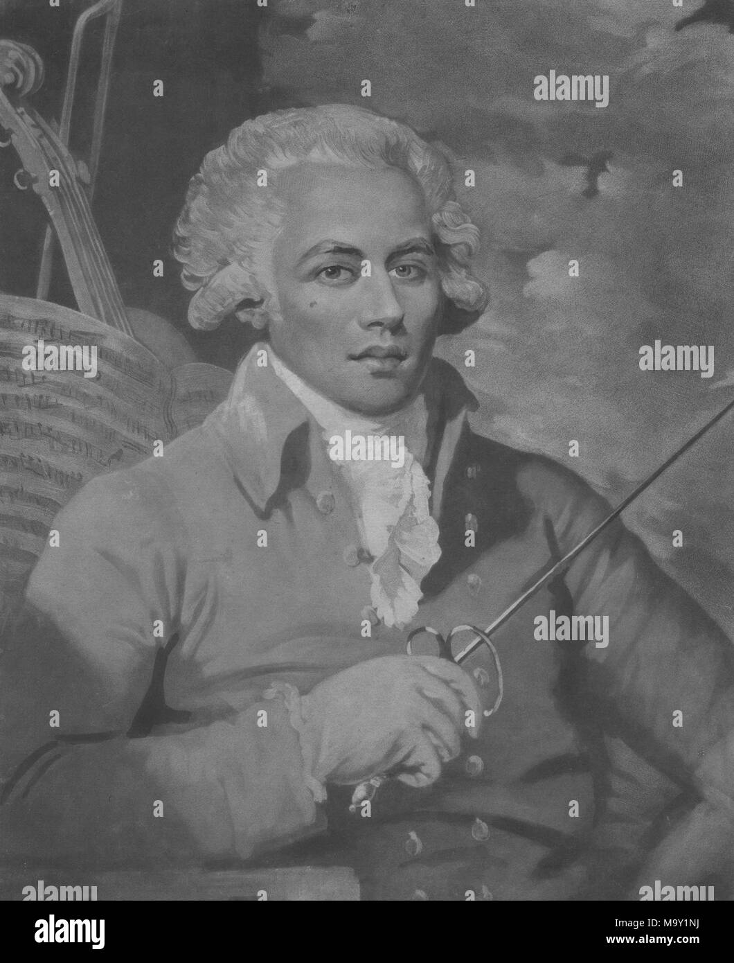 Portrait de Monsieur de St George, un musicien né de l'union d'un propriétaire de plantation et son esclave africaine, 1788. À partir de la Bibliothèque publique de New York. () Banque D'Images
