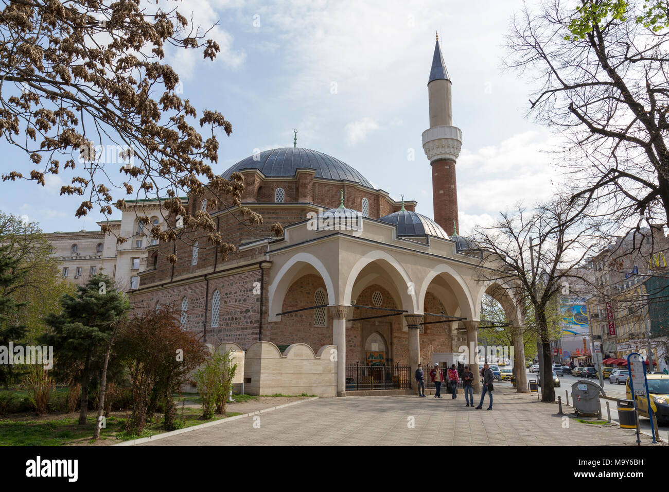Le Sofia Central Mosquée (mosquée Banya Bashi), Sofia, Bulgarie. Banque D'Images