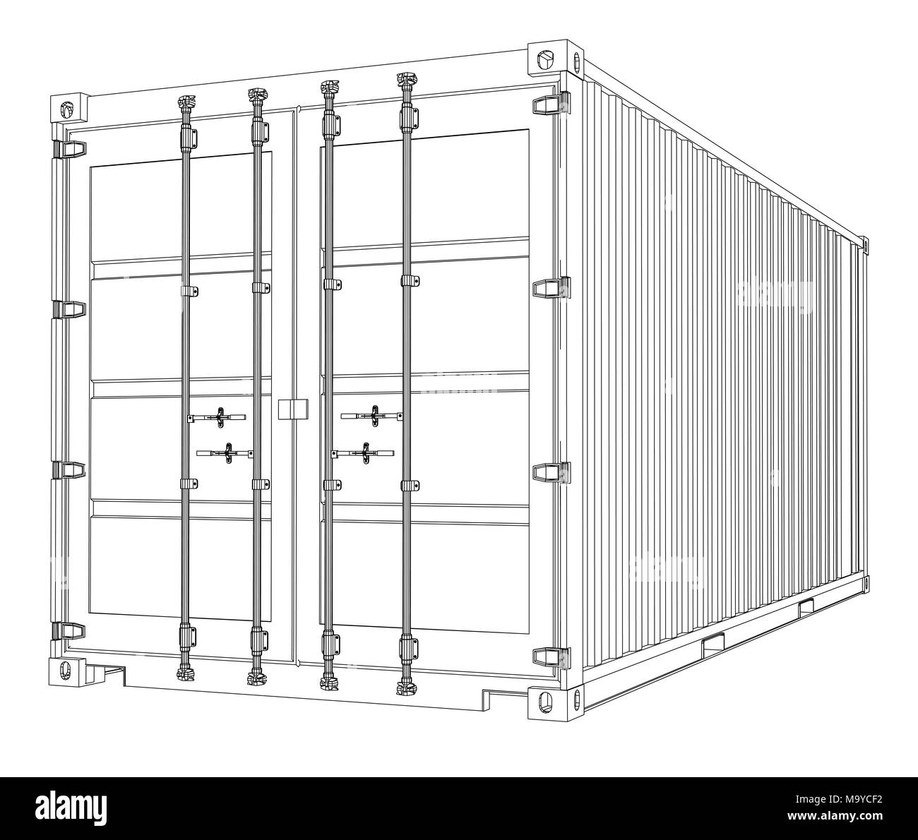 Le conteneur. Style fil de fer Banque D'Images