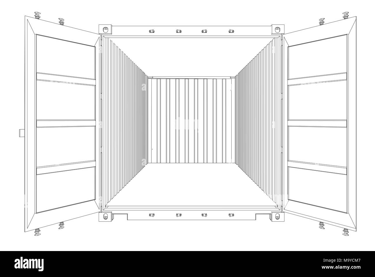 Ouvrir le conteneur vide. Style fil de fer Banque D'Images