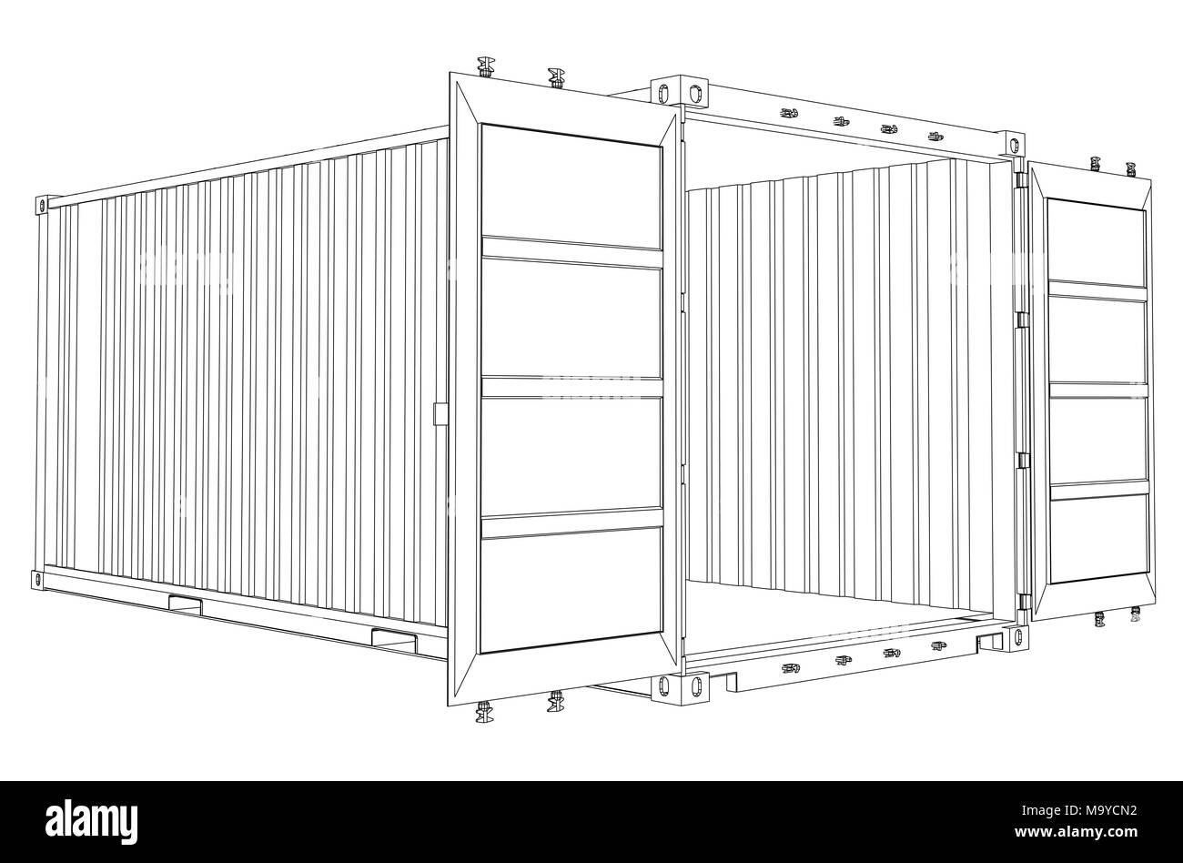 Ouvrir le conteneur vide. Style fil de fer Banque D'Images