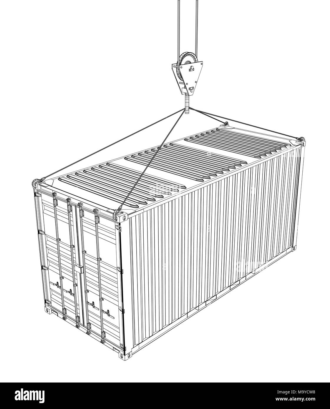 Le conteneur. Style fil de fer Banque D'Images
