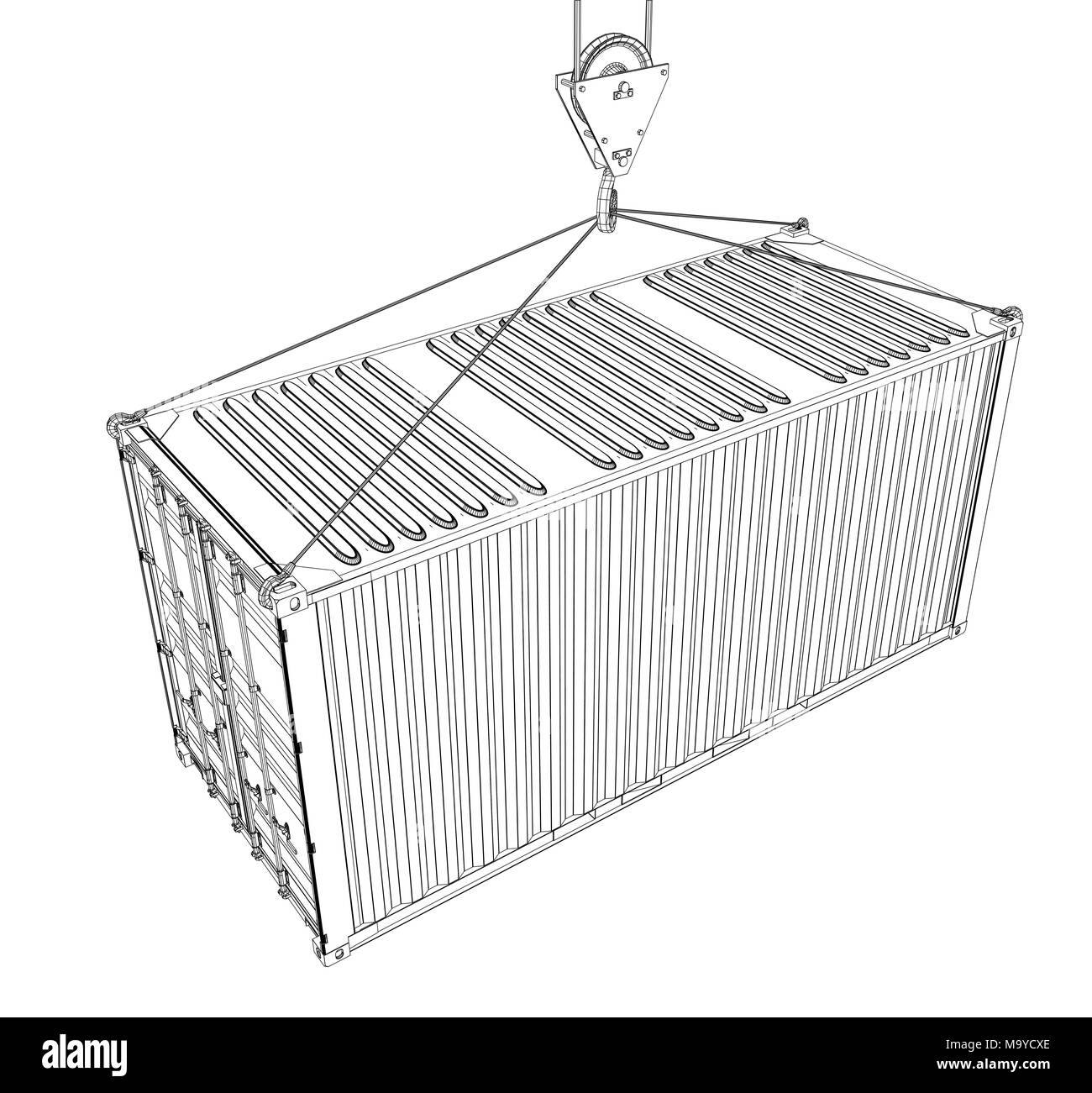 Le conteneur. Style fil de fer Banque D'Images