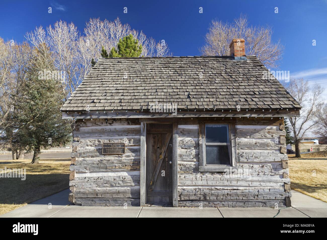 Old Wild West Log Cabin en Mormon Pioneer Heritage Park, près de Ville de Panguitch, Utah dans le sud-ouest de l'USA Banque D'Images