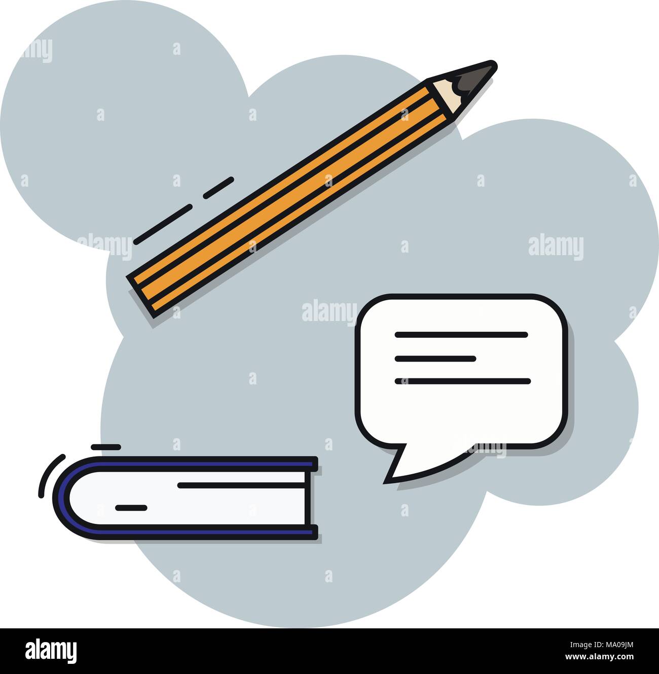 Carnet de notes, le message et l'icône Contour rempli de plumes, vecteur ligne signe, pictogramme de couleur linéaire isolé sur blanc. Réservez avec crayon symbole, logo illustrat Illustration de Vecteur