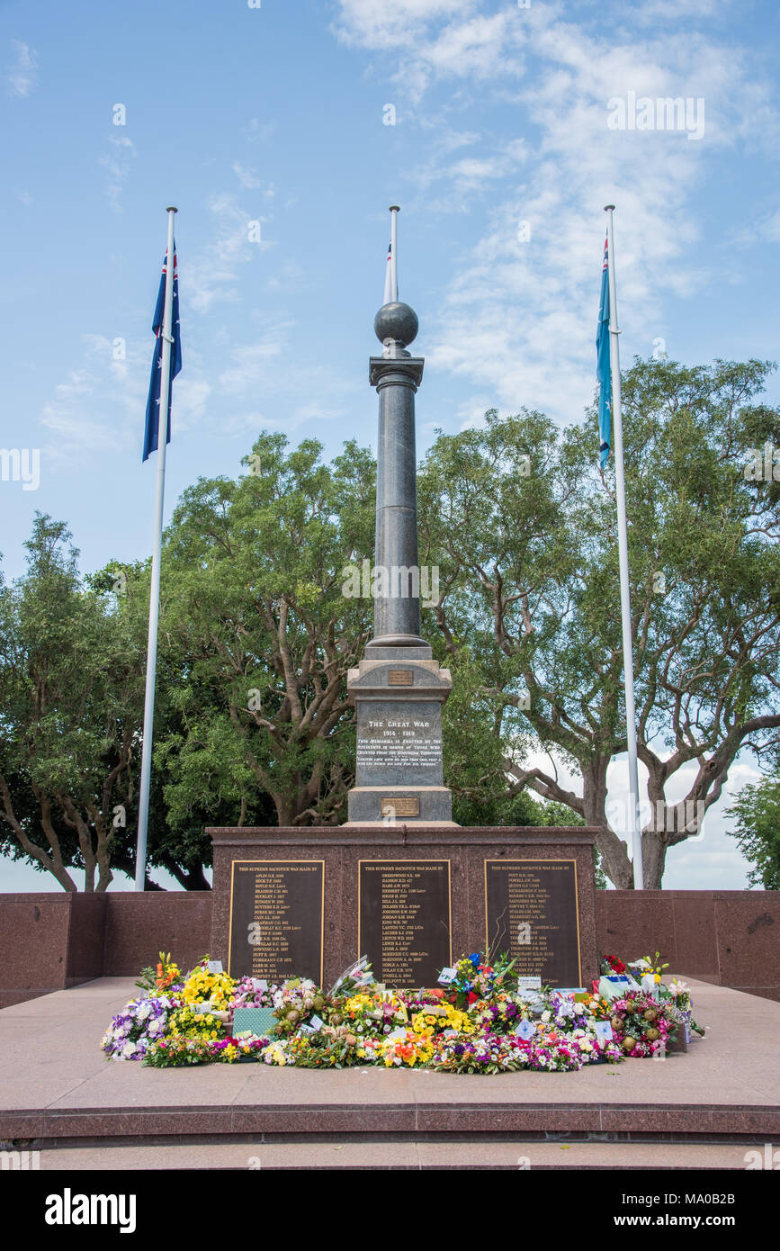 Darwin, Territoire du Nord : Australia-February,19,2018 Memorial cénotaphe sur le bombardement de Darwin Jour du souvenir 76e anniversaire à Darwin, Australie Banque D'Images