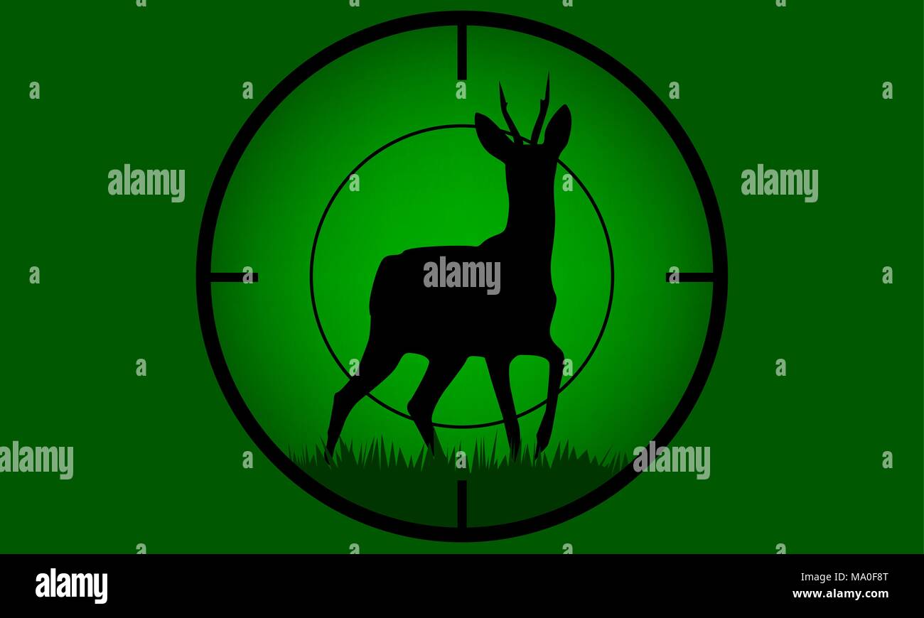 Deer buck sur badge de pleine lune Illustration de Vecteur