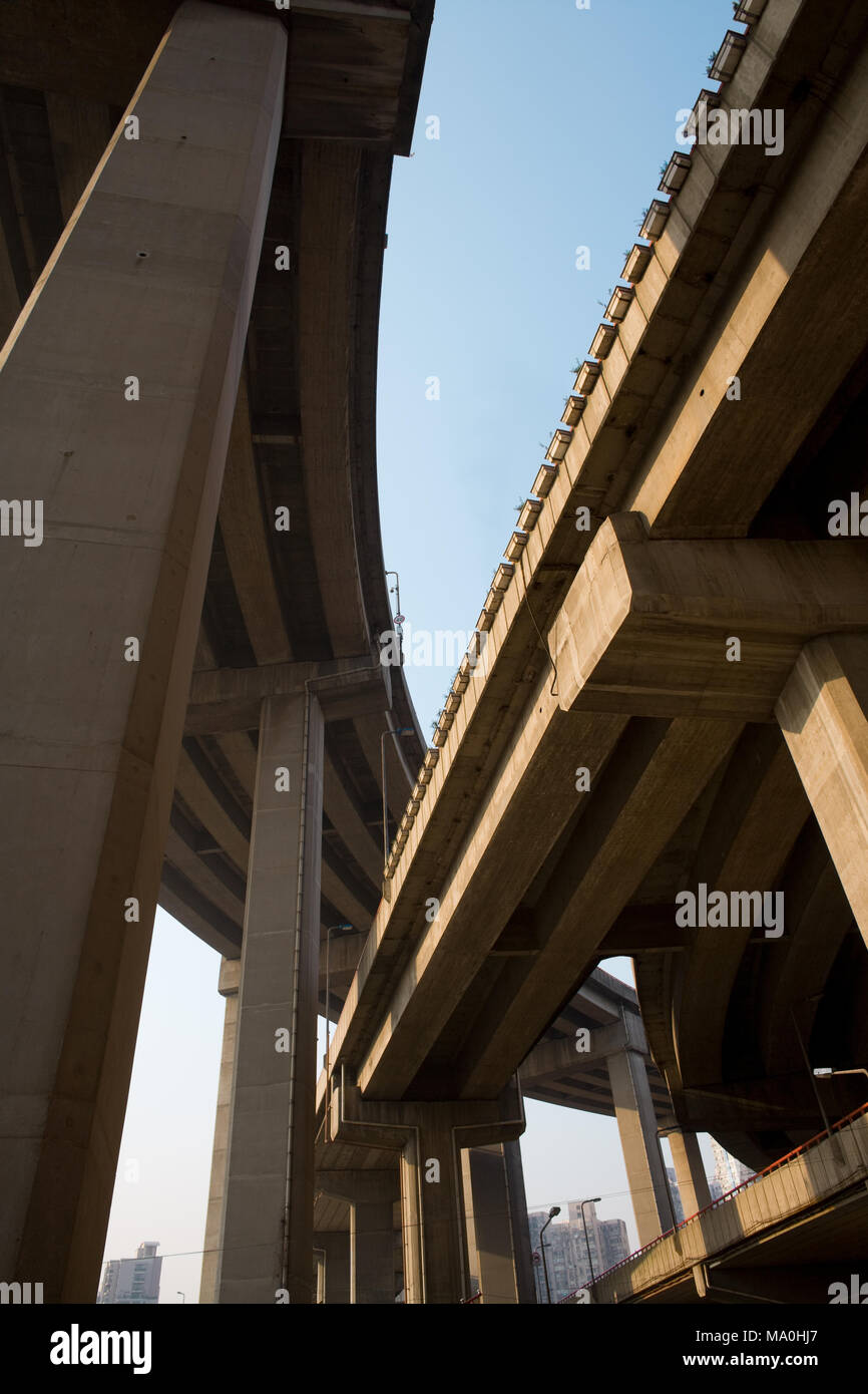 Accès / Sortie sur Nanpu Bridge, Shanghai, Chine, Asie Banque D'Images