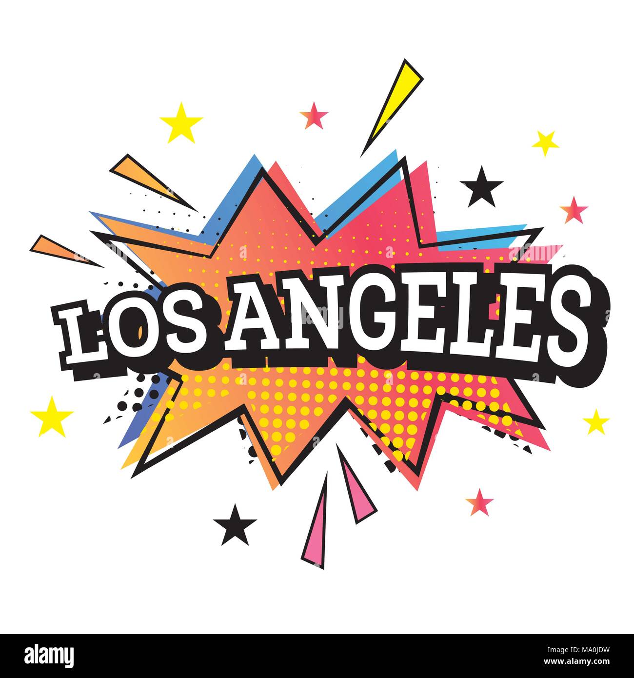 Los Angeles texte comique dans Pop Art Style. Vector Illustration. Illustration de Vecteur