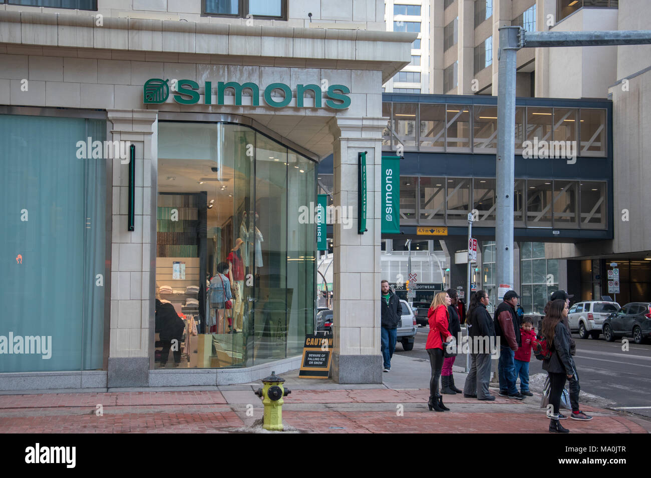 La Maison Simons, grand magasin sur l'avenue Stephen, au centre-ville de Calgary, en Alberta. Banque D'Images