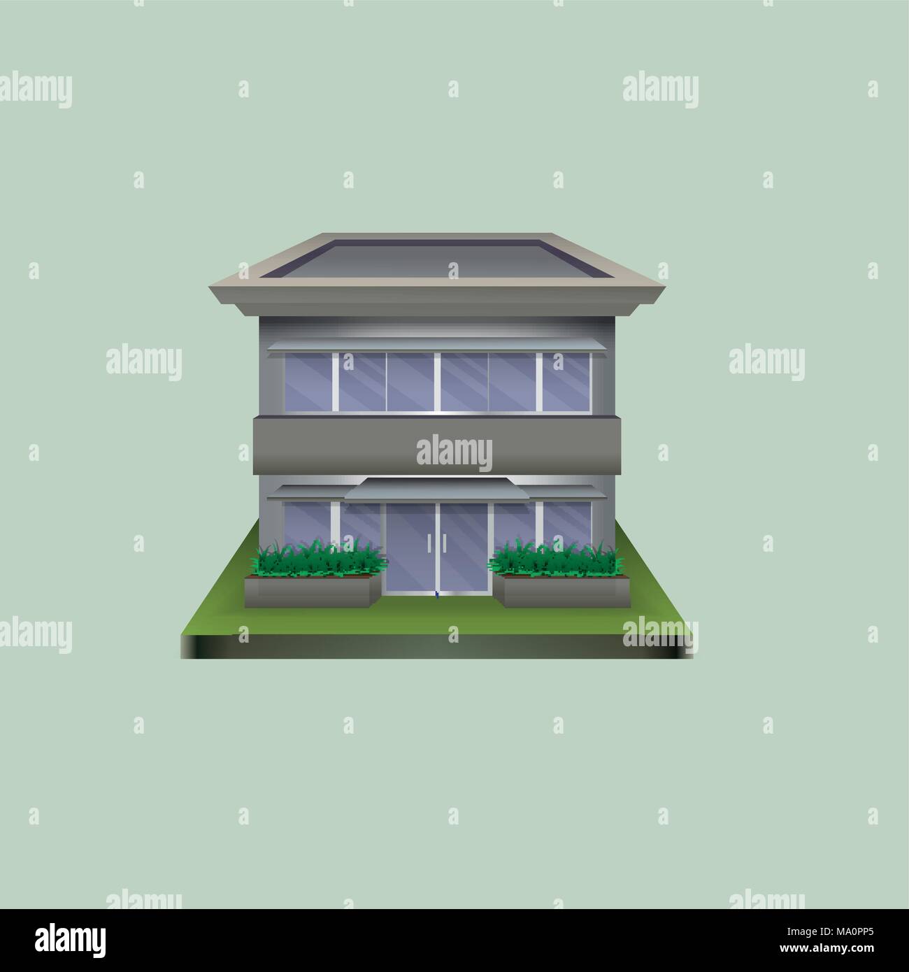 Lonely standing immeuble de verre et de béton Illustration de Vecteur