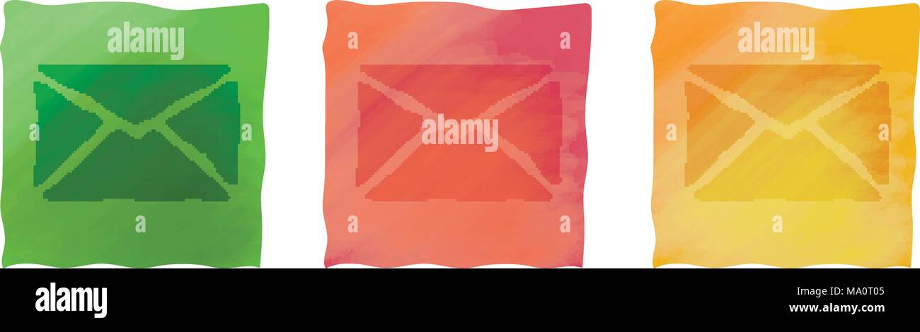 Enveloppes scénario vierge isolé sur blanc, icons set de diverses couleurs Illustration de Vecteur